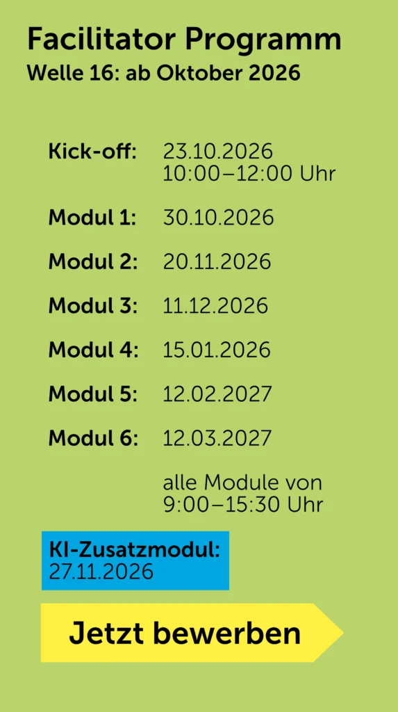 Termine Facilitator Ausbildung Welle 16 - ab Oktober, alle Termine